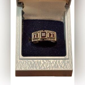 Vintage Sterling Silver 925 Fancy Garnet Women's Ring